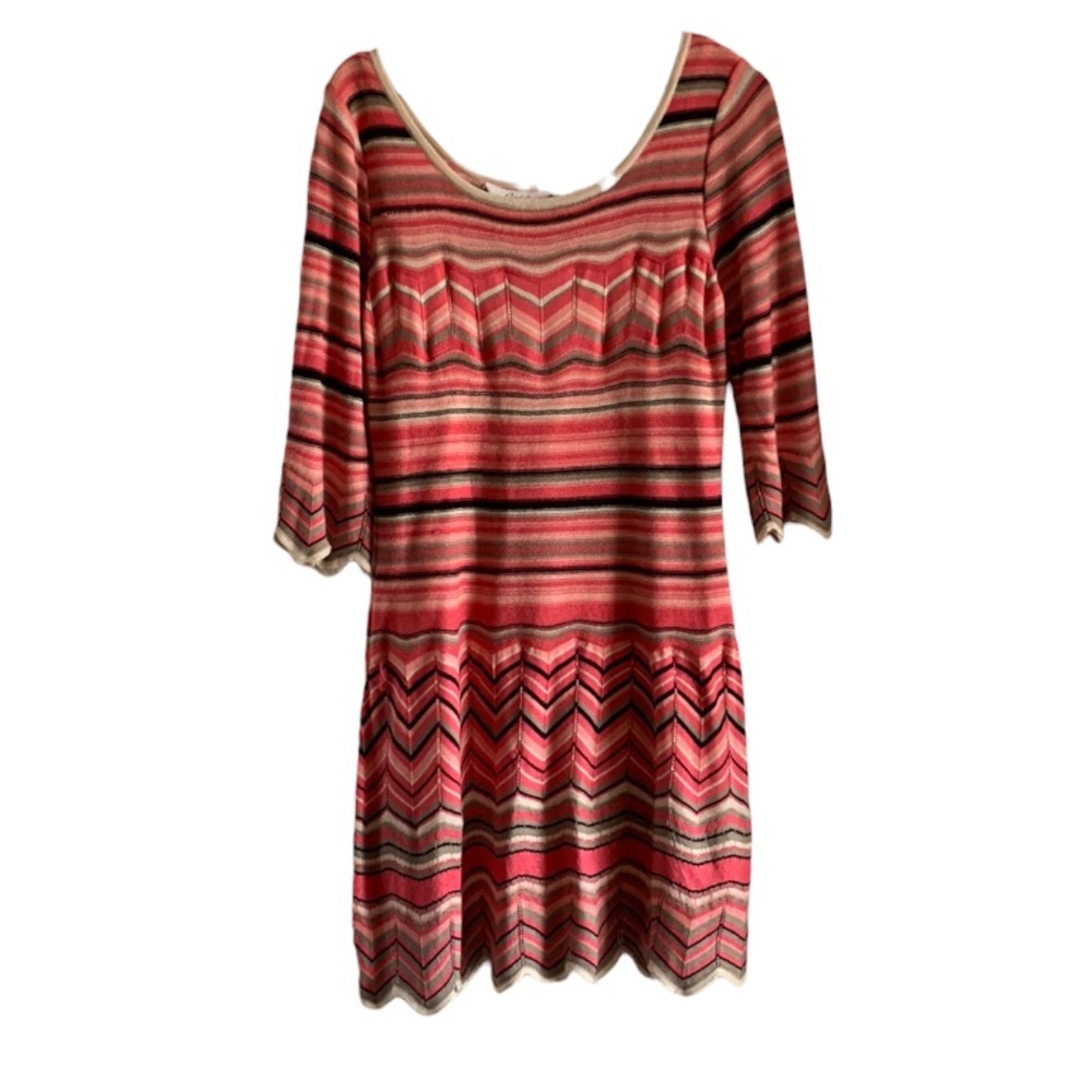 Candies Vintage-Style Chevron Stripe Knit Dress Pink XL Funky Groovy *Flawed